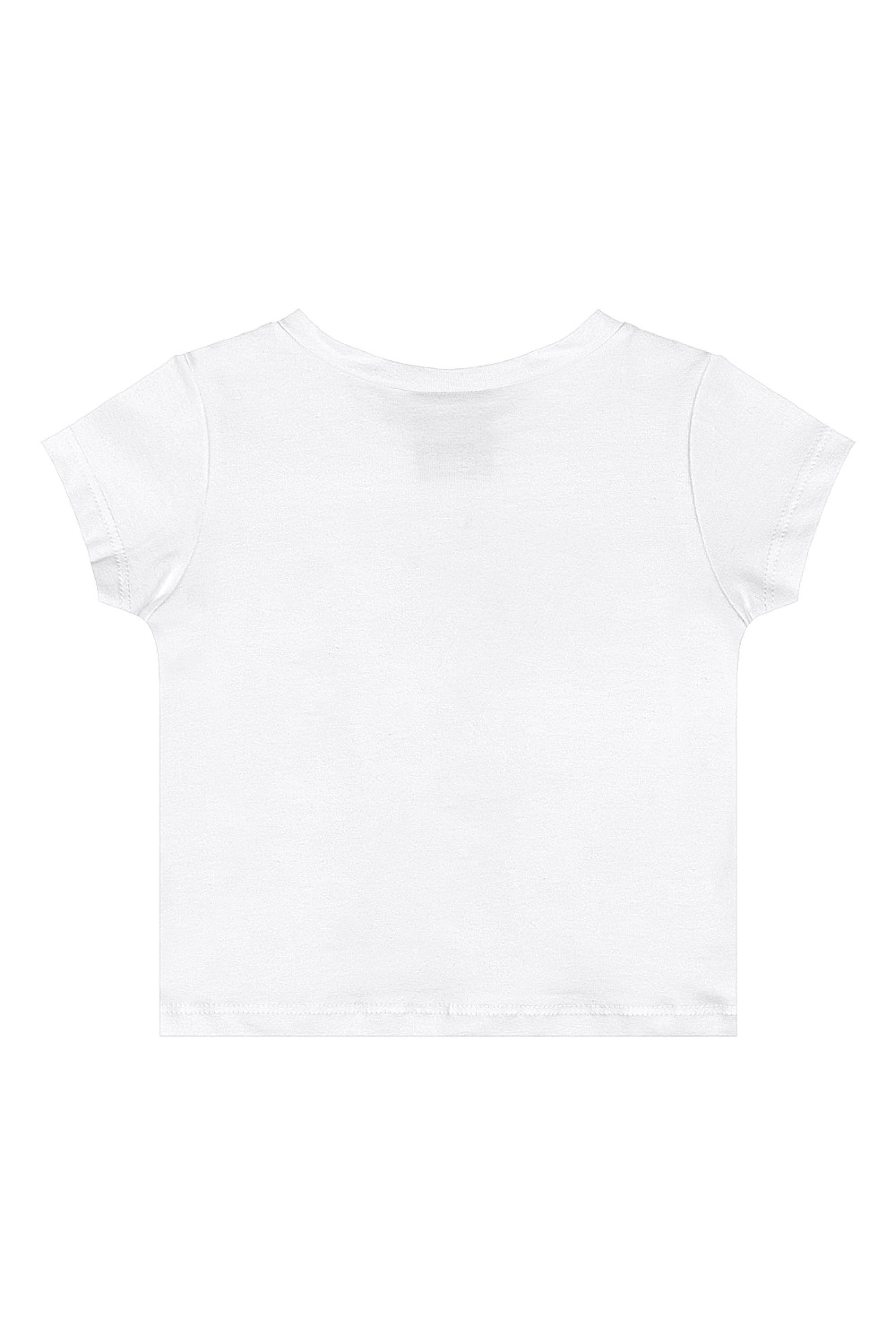 Conjunto Bebê Menina Blusa com Strass e Short Estampado (Branco) Quimby - Imagem 3